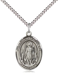 [8372SS/18S] Sterling Silver Saint Juliana Pendant on a 18 inch Light Rhodium Light Curb chain