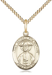 [8373GF/18G] 14kt Gold Filled Saint Andrew Kim Taegon Pendant on a 18 inch Gold Plate Light Curb chain