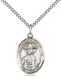 [8373SS/18S] Sterling Silver Saint Andrew Kim Taegon Pendant on a 18 inch Light Rhodium Light Curb chain