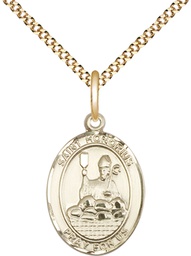 [8376GF/18G] 14kt Gold Filled Saint Honorius of Amiens Pendant on a 18 inch Gold Plate Light Curb chain