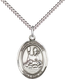 [8376SS/18S] Sterling Silver Saint Honorius Pendant on a 18 inch Light Rhodium Light Curb chain