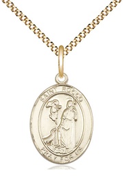 [8377GF/18G] 14kt Gold Filled Saint Rocco Pendant on a 18 inch Gold Plate Light Curb chain