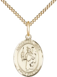 [8378GF/18G] 14kt Gold Filled Saint Uriel the Archangel Pendant on a 18 inch Gold Plate Light Curb chain