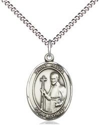 [8380SS/18S] Sterling Silver Saint Regis Pendant on a 18 inch Light Rhodium Light Curb chain