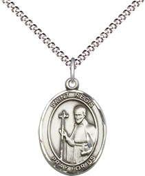 [8380SS/18S] Sterling Silver Saint Regis Pendant on a 18 inch Light Rhodium Light Curb chain