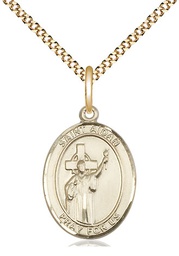 [8381GF/18G] 14kt Gold Filled Saint Aidan of Lindesfarne Pendant on a 18 inch Gold Plate Light Curb chain