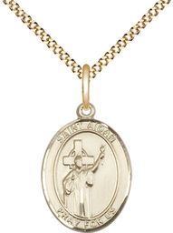 [8381GF/18G] 14kt Gold Filled Saint Aidan of Lindesfarne Pendant on a 18 inch Gold Plate Light Curb chain