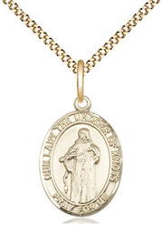 [8383GF/18G] 14kt Gold Filled Our Lady of Knots Pendant on a 18 inch Gold Plate Light Curb chain