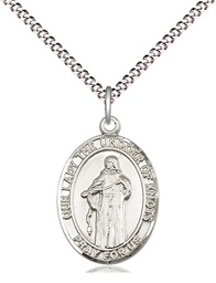 [8383SS/18S] Sterling Silver Our Lady of Knots Pendant on a 18 inch Light Rhodium Light Curb chain