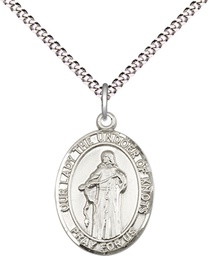 [8383SS/18S] Sterling Silver Our Lady of Knots Pendant on a 18 inch Light Rhodium Light Curb chain