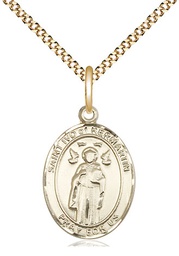 [8384GF/18G] 14kt Gold Filled Saint Ivo of Kelmartin Pendant on a 18 inch Gold Plate Light Curb chain