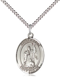 [8386SS/18S] Sterling Silver Saint Drogo Pendant on a 18 inch Light Rhodium Light Curb chain