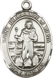 [8387SS] Sterling Silver Saint Bernadine of Sienna Medal