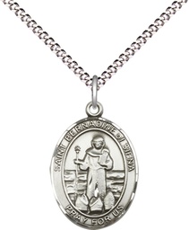 [8387SS/18S] Sterling Silver Saint Bernadine of Sienna Pendant on a 18 inch Light Rhodium Light Curb chain