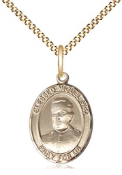 [8389GF/18G] 14kt Gold Filled Blessed Miguel Pro Pendant on a 18 inch Gold Plate Light Curb chain