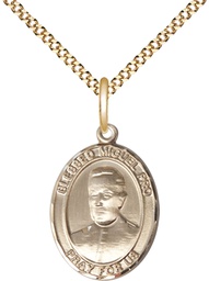 [8389GF/18G] 14kt Gold Filled Blessed Miguel Pro Pendant on a 18 inch Gold Plate Light Curb chain