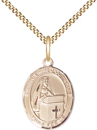 [8390GF/18G] 14kt Gold Filled Blessed Emilee Doultremont Pendant on a 18 inch Gold Plate Light Curb chain