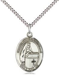 [8390SS/18S] Sterling Silver Blessed Emilee Doultremont Pendant on a 18 inch Light Rhodium Light Curb chain