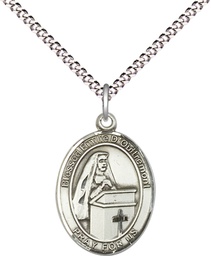 [8390SS/18S] Sterling Silver Blessed Emilee Doultremont Pendant on a 18 inch Light Rhodium Light Curb chain