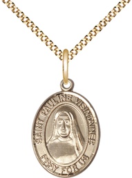 [8391GF/18G] 14kt Gold Filled Saint Pauline Visintainer Pendant on a 18 inch Gold Plate Light Curb chain
