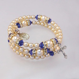 [14298/ZC] Spiral Rondelle Rosary Bracelet - Zircon/Pearl