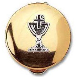 [PS123] 1/2 X 2 7/8 Chalice Pyx Gold w/Pewter Motif
