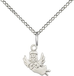 [2128SS/18SS] Sterling Silver Guardian Angel Pendant on a 18 inch Sterling Silver Light Curb chain