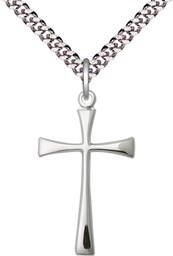 [1874SS/24S] Sterling Silver Maltese Cross Pendant on a 24 inch Light Rhodium Heavy Curb chain