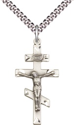 [0249SS/24S] Sterling Silver Saint Andrew Pendant on a 24 inch Light Rhodium Heavy Curb chain