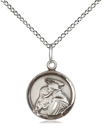 [0601DSS/18SS] Sterling Silver Saint Anthony Pendant on a 18 inch Sterling Silver Light Curb chain