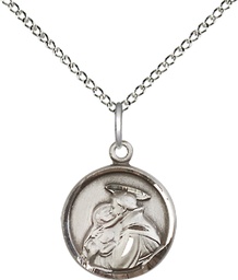 [0601DSS/18SS] Sterling Silver Saint Anthony Pendant on a 18 inch Sterling Silver Light Curb chain