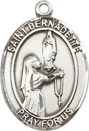 [8017SSY] Sterling Silver Saint Bernadette Medal - With Box