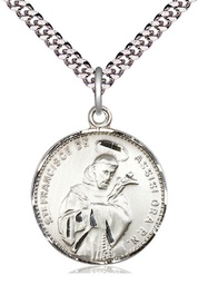 [0101SS/24S] Sterling Silver Saint Francis of Assisi Pendant on a 24 inch Light Rhodium Heavy Curb chain