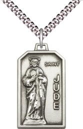 [5725SS/24S] Sterling Silver Saint Jude Pendant on a 24 inch Light Rhodium Heavy Curb chain