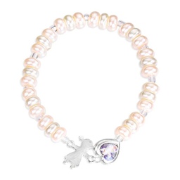 [HI-9631P] Children's Pink Pearlized Bracelet With Guardian Angel Heart