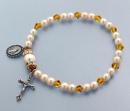 [45280/TZ] Rosary Bracelet Stretch Topaz/Pearl