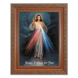 [HI-861-123] 8 1/4" x 10 1/4" Ornate Wood Frame with a 6" x 8" Divine Mercy Print