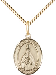 [8010GF/18G] 14kt Gold Filled Saint Blaise Pendant on a 18 inch Gold Plate Light Curb chain