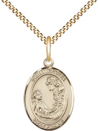 [8016GF/18G] 14kt Gold Filled Saint Cecilia Pendant on a 18 inch Gold Plate Light Curb chain