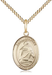[8020GF/18G] 14kt Gold Filled Saint Charles Borromeo Pendant on a 18 inch Gold Plate Light Curb chain