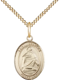 [8020GF/18G] 14kt Gold Filled Saint Charles Borromeo Pendant on a 18 inch Gold Plate Light Curb chain