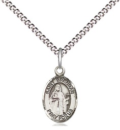 [9018SS/18S] Sterling Silver Saint Brendan the Navigator Pendant on a 18 inch Light Rhodium Light Curb chain