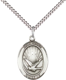 [8044SS/18S] Sterling Silver Holy Spirit Pendant on a 18 inch Light Rhodium Light Curb chain