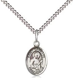 [9019SS/18S] Sterling Silver Saint Camillus of Lellis Pendant on a 18 inch Light Rhodium Light Curb chain