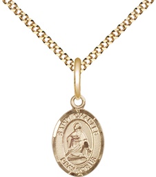 [9020GF/18G] 14kt Gold Filled Saint Charles Borromeo Pendant on a 18 inch Gold Plate Light Curb chain