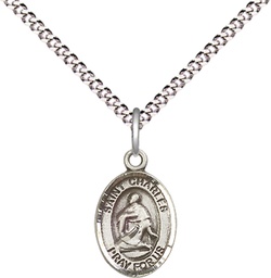 [9020SS/18S] Sterling Silver Saint Charles Borromeo Pendant on a 18 inch Light Rhodium Light Curb chain