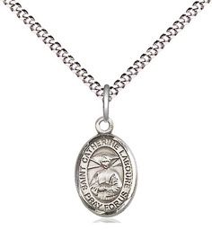 [9021SS/18S] Sterling Silver Saint Catherine Laboure Pendant on a 18 inch Light Rhodium Light Curb chain