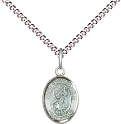 [9022ESS/18S] Sterling Silver Saint Christopher Pendant on a 18 inch Light Rhodium Light Curb chain