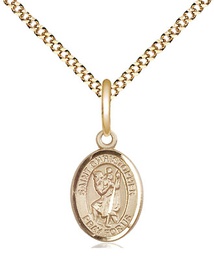 [9022GF/18G] 14kt Gold Filled Saint Christopher Pendant on a 18 inch Gold Plate Light Curb chain