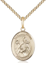 [8062GF/18G] 14kt Gold Filled Saint Kevin Pendant on a 18 inch Gold Plate Light Curb chain